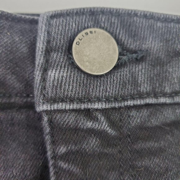 DL1961 Black Frayed Jeweled Denim Mini Skirt - Picture 3 of 8